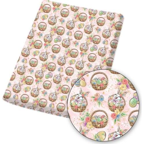 Easter Polyester Cotton Fabric Bunny Flower Printed Cloth Sheet For DIY Mask Dress Handmade Materials Home Textile 145*45cm 1pc