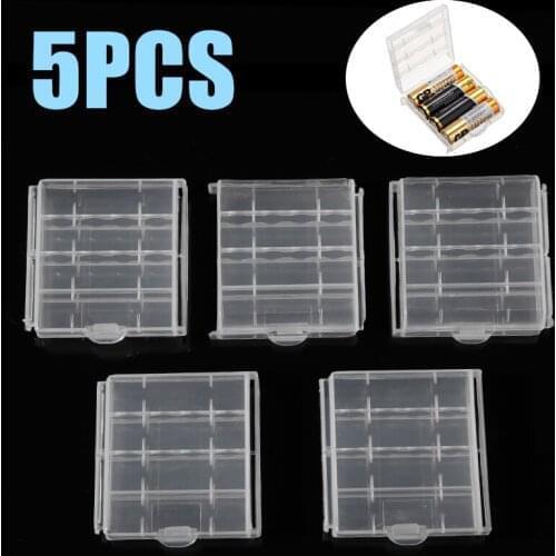 5Pcs Plastic Battery Storage Case Transparent Rechargable Batterires Hard Clear Container Box For Storage 18650 AA AAA Battery