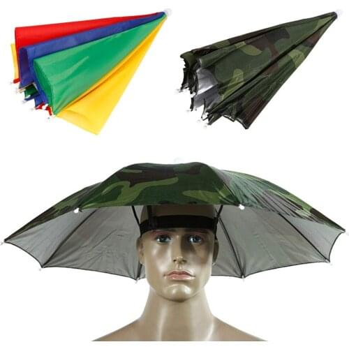 Portable Rain Umbrella Hat Army Green Foldable Outdoor Pesca Camping Fishing Headwear Sun Shade Waterproof Fishing Rain Tools