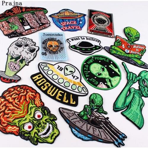 Prajna DIY Punk Patch Alien Patch Iron On Clothing Patches On Clothes Embroidered Patches For Clothing Badges Applique Sticker F