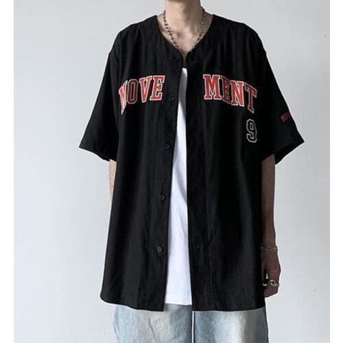 Hip Hop Baseball Uniform Shirts Men Short Sleeve Vintage Top Button Down Shirt for Women Summer Blouses Button Up Shirt New 2021