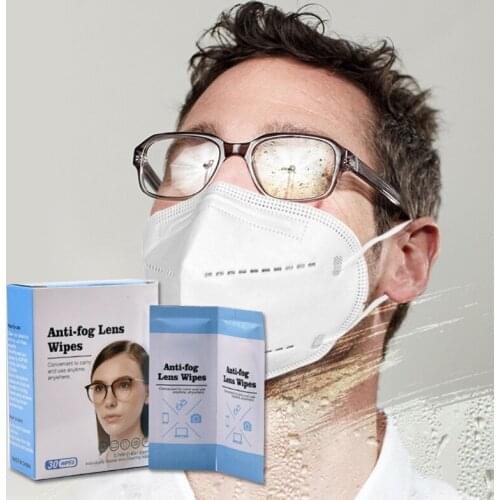 30Pcs Anti-Fog Quick-Dry Antifog Lens Wipes Eyeglasses Antifog Cleaning Wipes Eyeglasses Antifog Wipes