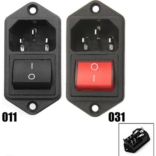 1PC IEC320 C14 AC Power Cord Inlet Socket Receptacle With Rocker Switch 250V 15A P20