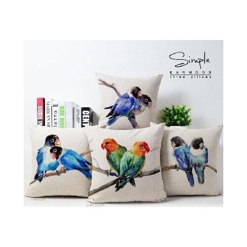 Contemporary and contracted watercolor birds cotton pillowcase cushion for leaning on of 43 * 43 No Inner