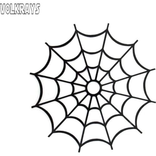 Volkrays Creative Car Stickers Cartoon Fashion Spider Web Cobweb Die Cut Vinyl Decal Decoration Accessories PVC,11cm*11cm