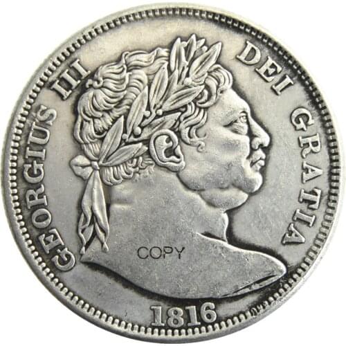 UF(27-28)1816/1817 KING GEORGE III GREAT BRITAIN SILVER HALFCROWN HALF CROWN Silver Plated Copy COIN