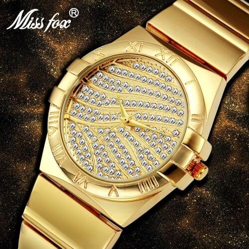Miss Fox Female Watches Women Wrist Luxury 2020 Hot Ladies Watch Gold With Stones Famous Brands With Logo Fashion Casual Watches