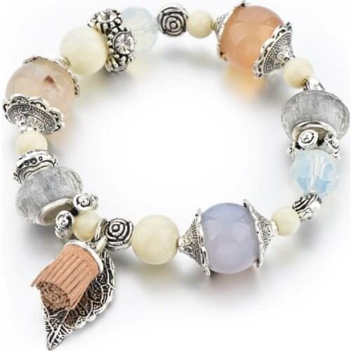 Szelam Tassel Charm Bracelets & Bangles Crystal Stone Bracelet For Women Elastic Rope Chain DIY Jewelry Best Gift SBR170043