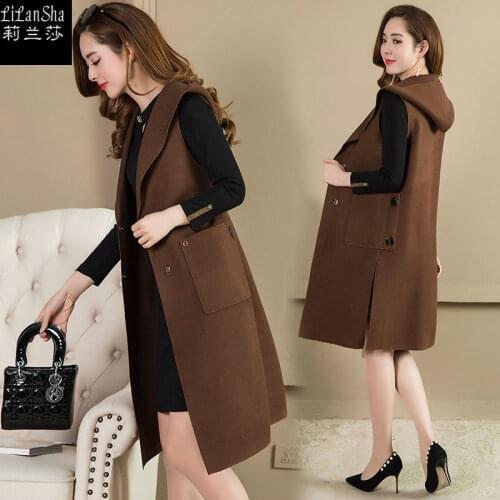 Lilansha Spring and Autumn Sleeveless Waistcoat Vest Cardigan Coat Womens Clothing