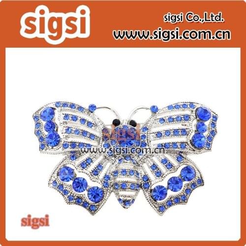 50mm 100pcs blue crystal rhinestone butterfly brooch jewelry