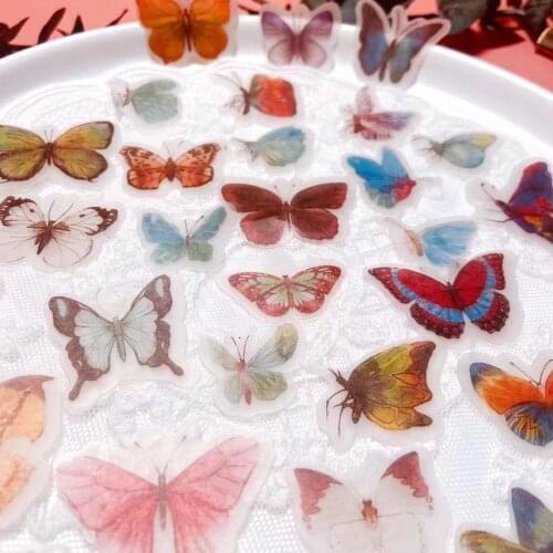 59PCS Vintage Butterfly Sticker DIY Scrapbooking Junk Bottom Collage Phone Diary Album Happy Planner Gift Sealing Decoration
