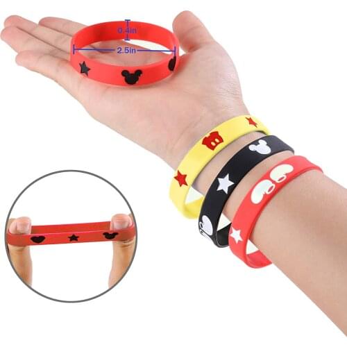 8Pcs Mickey mouse Party small gift kid Silicone bracelet for Birthday party and theme dance party Small gifts for guests decor