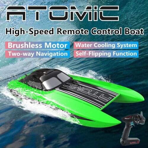 80KM Brushless High-speed Racing RC Boat 2.4G 2-Way Navigation Self-Flipping Water Cooling Anti-Collision Hull RC Speedboat Toys