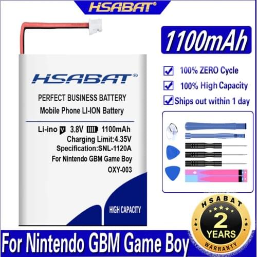 HSABAT OXY-003 1100mAh 3.8V Rechargeable Lithium-ion Battery Kit Pack for Nintendo GBM Game Boy Micro Batteries