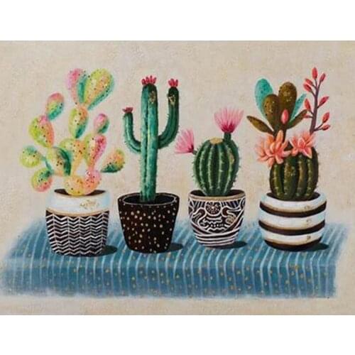 Cactus Diamond Painting Cross Needlework Plant 5d Diamond Embroidery Square Diamond Table Mosaic Home Decoration G733