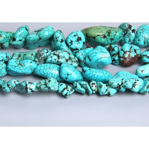 Natural blue Irregular turquoises beads loose spacer Raw stone bead for jewelry making bracelet necklace earring mineral tumbled