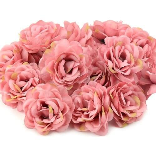 100Pcs 7cm Artificial Silk Rose Flowers Heads For Home Wedding Decoration DIY Wreath Craft Fake Flower Wall Accessories