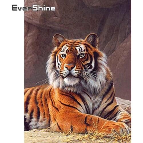 EverShine Diamond Embroidery Tiger Cross Stitch Diamond Painting With Square Rhinestones Animals Diamonds Art Bead Picture Kits