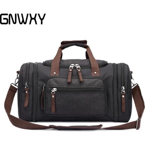 GNWXY Large Capacity Canvas Travel Bags High-end Quality Men Travel Weekend bag Overnight Duffel Bag Carry on Luggage bags