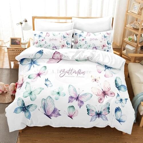 Butterfly Bedding Set Queen Purple Duvet Cover Set Pillowcase King Full Double 240x220 Bed Linens Quilt Cover