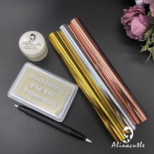 Clear Embossing Powder Ink Pad Pen Pigment Stamping Foil Roll Scrapbooking Craft Metallic Paint Handmade DIY Card Paper Craft