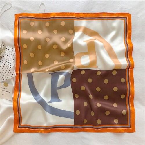 Luna&Dolphin Women Small Square Scarf 53x53CM 100% Silk Classic Wave Point Dot Ins Bandanas Headbands Suit Kerchief Neckerchief