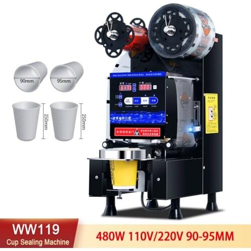 110V/220V Cup Sealing Machine Bubble Tea Machine Cup Sealer for Coffee/Milk Tea/Soy Milk Cup 9.5/9cm Boba Tea Machine