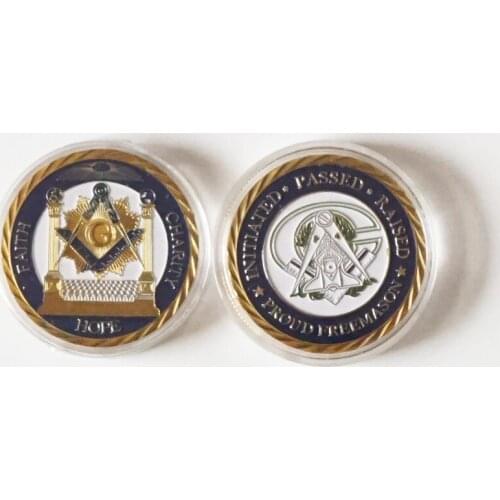 Masonic Freemasonry 1OZ Tokens & Masonic Hope Faith Charity Gold/Silver Plated Coin