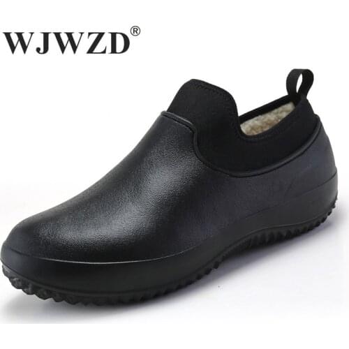 Mens Work Shoes Non-slip Waterproof Kitchen Chef Shoes Casual Nurse Shoes Unisex Keep Warm Cotton Boots Water Shoes Plus Size 49