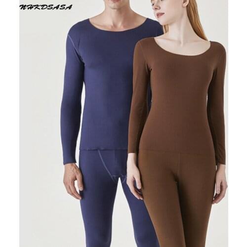 NHKDSASA Womens Thermal Underwear Top Sexy Ladies Clothes Winter Seamless Antibacterial Warm Intimates Men Long Shaped Sets