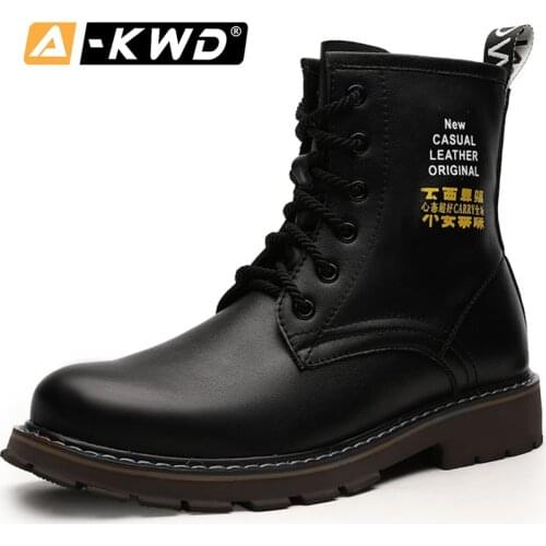 New Fashion Pu Leather Sneakers Man Snow Boots High Top Work Boots Mens Winter Shoes Mens Boots Waterproof Chaussure Hiver Homme