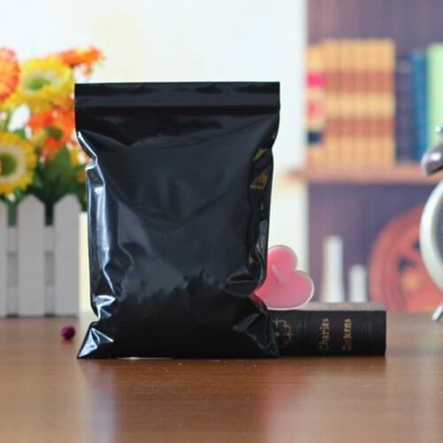 100pcs 12x17cm Zip Lock Bags Black Poly Bag Recyclable Plastic Bag Cute Jewelry Findings Bracelet Nuts Gift Packaging Bags