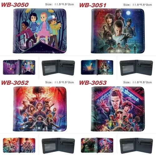 Anime Stranger Things Teenager Casual Cosplay PU Wallet Mens Bifold Photo Coin Card Holder Boys Girls Leather Purses Gifts