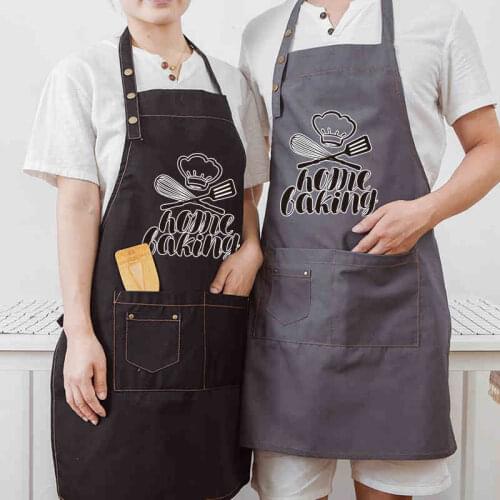 Simple Stylish Kitchen Cleaning Apron Cute Restaurant Waiter Overalls Drawing Women Apron LOGO Print