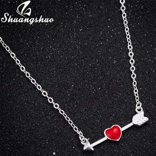 Shuangshuo Bohemian Heart Jewelry Red Heart Necklace Cross Necklace Women Necklaces & Pendants Necklace Cross