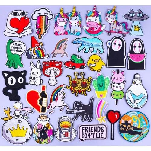 Cute Unicorn Embroideried Patches For Clothing Iron On Patches On Clothes Cat Stickers Cartoon Patches For Clothing DIY Applique