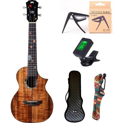 Mr.mai MT-60 26 inch Ukulele Tenor Solid Koawood Handcraft 4 Strings Guitar Gloss Finish With Hardcase/Tuner/Capo/Belt