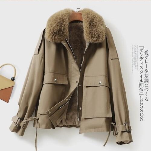 Womens Short Pie Overcoming Coat Loose Imitation Rabbit Liner Fur Cashmere Korean Long-sleeved Solid Color Thicken New Jacket