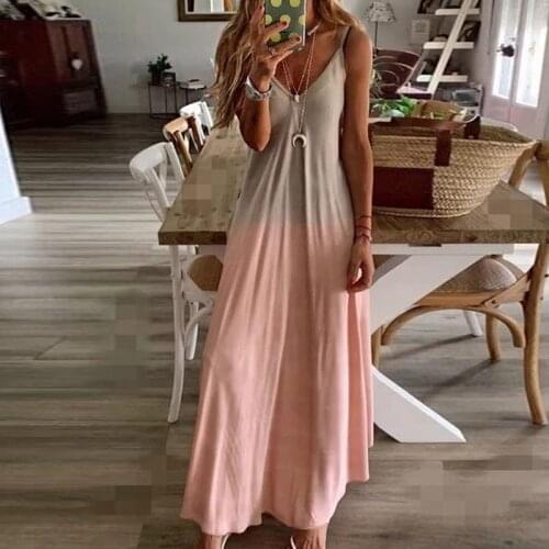 2021 Women Casual Loose Strap Dress Beach Summer Sexy Boho Bow Maxi Dress Plus Sizes Big Large Dresses Robe Dress For Women