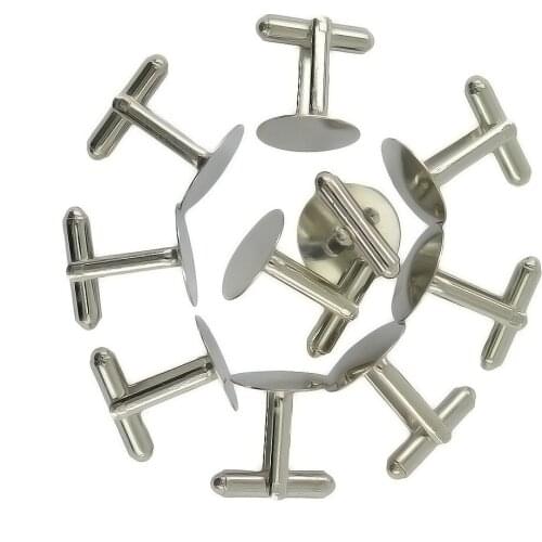 10Pcs DIY Cufflinks Blanks, Cuff Links Button Cabochon Blank Bezel Trays Frame Setting Handmade Jewelry Business Party Cufflink
