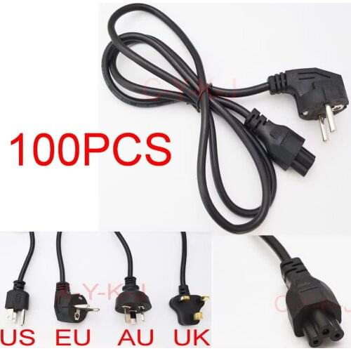 100pcs Wholesale AC Power Cord cable for laptop adapter lead Adapter EU, US, AU ,UK Plug All Available