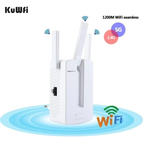 1200 Mbps Dual Band 2.4GHz & 5GHz WiFi Repeater WiFi Range Extender 3 Antennas Easy Setup Signal Booster AP Router Repeater Mode