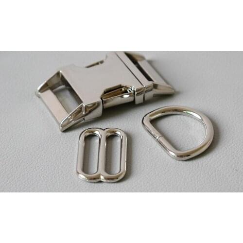 20 sets （metal buckle+8 buckle+D ring set) Adjustment DIY Accessories High Quality Plated Metal accessories-sliver