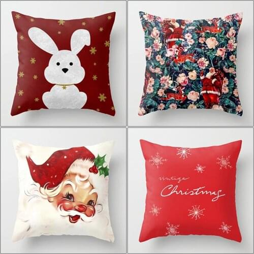 45x45cm Elk Snowflake Santa Claus Christmas Pillowcase Christmas Decor for Home Christmas 2019 Ornament Navidad Xmas Decor