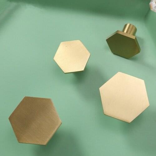 6pcs Hexagon Furniture Handles Nordic Simple Gold Color Cabinet Door Drawer Wardrobe Dresser Pulls Knobs