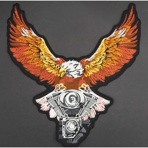 Large Eagle Iron on Embroidery Applique Sewing Label Punk Biker Patches Clothes Stickers Apparel Accessories Badge
