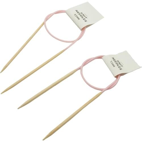 Premium Bamboo Knitting Needles with Colorful Plastic Tube 4.5/5.5mm 2 Size to Choose