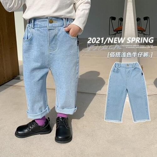 New Buttons Spring Autumn Jeans Pants Boys Kids Trousers Children Clothing Teenagers Formal Outdoor High Quality