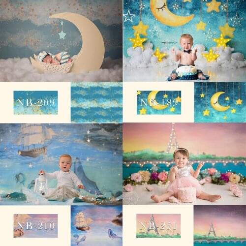 Newborn Kids Star Moon Photography Backdrop for Photo Studio Background Baby Shower Shoot