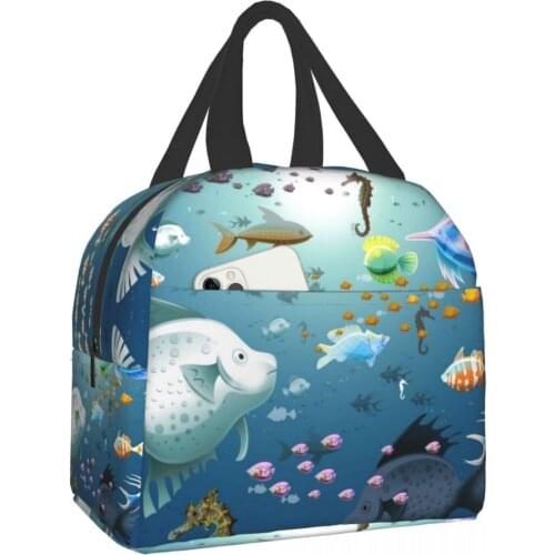 Dolphins Functional Pattern Cooler Lunch Box {designName} Portable Lunch Bag Thermal Food Picnic Lunch Bags For Women Kids